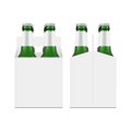 Carrier Box Mockup with Green Glass Beer Bottles, Front and Side View Royalty Free Stock Photo