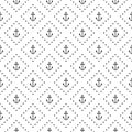 Seamless pattern with black anchors and dots