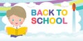 Back to school banner Template, kids reading book education concept for advertising brochure, your text,Kids and frame Royalty Free Stock Photo