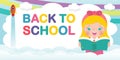 Back to school banner Template, kids reading book education concept for advertising brochure, your text,Kids and frame Royalty Free Stock Photo