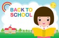 Back to school banner Template, kids reading book education concept for advertising brochure, your text,Kids and frame Royalty Free Stock Photo