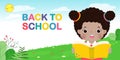 Back to school banner Template, kids reading book education concept for advertising brochure, your text,Kids and frame Royalty Free Stock Photo