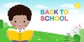 Back to school banner Template, kids reading book education concept for advertising brochure, your text,Kids and frame Royalty Free Stock Photo