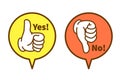 Yes No Hand sign balloon,vector illustration