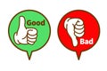 Good Bad Hand sign speech balloon,vector illustration