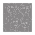 Vector Illustration of abstract women portraits . Minimalistic line style.