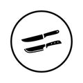 Kitchen and cooking vector icons in a circle: Knife, ax, fork, spoon Royalty Free Stock Photo