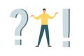 Concept illustration of frequently asked questions of exclamation marks and question marks, question answer Royalty Free Stock Photo