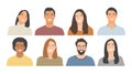 Happy young people portraits set - hand drawn flat style vector design concept illustration of young men and women Royalty Free Stock Photo