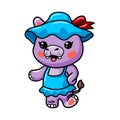 Cute baby hippo girl cartoon standing Royalty Free Stock Photo