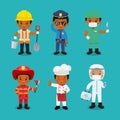 Collection of cute boy in different profession. Labor day clip art.