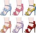vector illustration shoe high heels ruffle