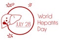 Poster of world hepatitis day. Illustration of liver and virus.