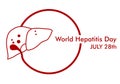 Poster of world hepatitis day. Illustration of liver and virus.