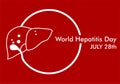 Poster of world hepatitis day. Illustration of liver and virus.