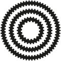 Industrial gear round circular border frame in a range of sizes. Royalty Free Stock Photo