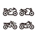 Four different types of motorcycles, a simple symbol of motorized