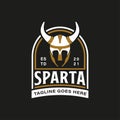 Vintage Retro Style for Roman Sparta Spartan Logo. With Spartacus armor helmet warrior icon