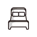 The symbol of a two-person bed, in black line art style and shadow detail