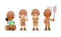 Cute boy and girl in scout uniforms. Summer camp clip art set. Royalty Free Stock Photo