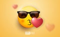 3d emoji kiss sunglasses on orange background