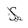 Luxury and elegant initial S Scissors