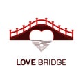 Simple Canal or Waterway Love Bridge Logo Design