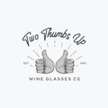 Illustration Vintage Badge Two thumb logo for wine company