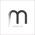 Letter M Brushstroke Logo Design. Black Paint Logo Letter Icon with Elegant Circle Vector Design.