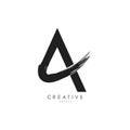 Letter A Brushstroke Logo Design. Black Paint Logo Letter Icon with Elegant Circle Vector Design.