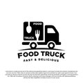 Silhouette food truck design logo