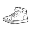 Shoes sneaker outline drawing vector, Sneakers drawn in a sketch style, black line sneaker trainers template outline, vector Illus