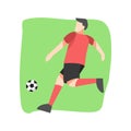 professional soccer male player illustration. soccer shots. flat vector design.