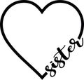 Heart with sister text svg vector cutfile for cricut and silhouette