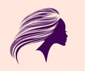 Long, wavy, flowing hair. Beauty salon logo. Royalty Free Stock Photo