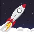 Rocket Launch Illustration Flat Design Royalty Free Stock Photo