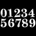 Vector scratched numbers set.Grunge style font.