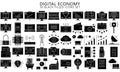 Digital Economy black filled icons set