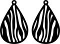 Zebra textured teardrop earrings svg vector template jewlery design Royalty Free Stock Photo