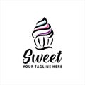 Cupcake logo vector grapic with floral element, best for bakery business