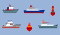 Vector of various types of water vehicles