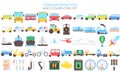 Multi color Public Transport Related Vector Line Icons