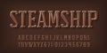 Steamship alphabet font. Rivet letters and numbers and symbols. Royalty Free Stock Photo