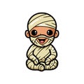 Cute little boy mummy cartoon sitting