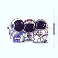 collection of cute astronauts carrying sound recordings, astronaut cartoon illustrations.