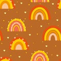 Seamless pattern with cute cartoon orange rainbow for fabric print, textile, gift wrapping paper. colorful vector for textile