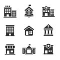 Set of buildings icon in black color Royalty Free Stock Photo