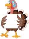 Cute turkey holding blank sign Royalty Free Stock Photo