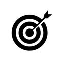 Vector illustration of arrow icon hitting the target.