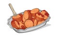 Cartoon illustration of the German specialty Currywurst Royalty Free Stock Photo